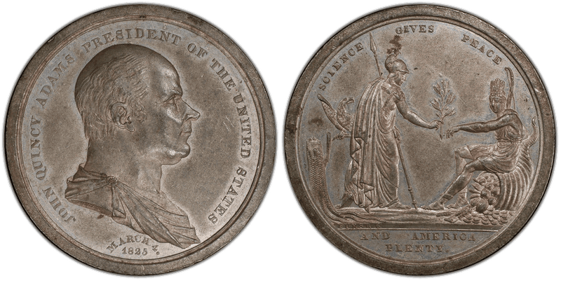 1825' Medal DeWitt JQA 1824-1 White Metal John Quincy Adams Inaugual