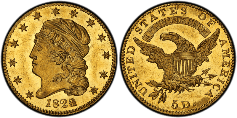 1825 Capped Head to Left Half Eagle