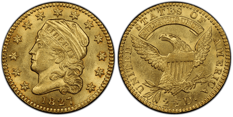 1827 Capped Head to Left Quarter Eagle