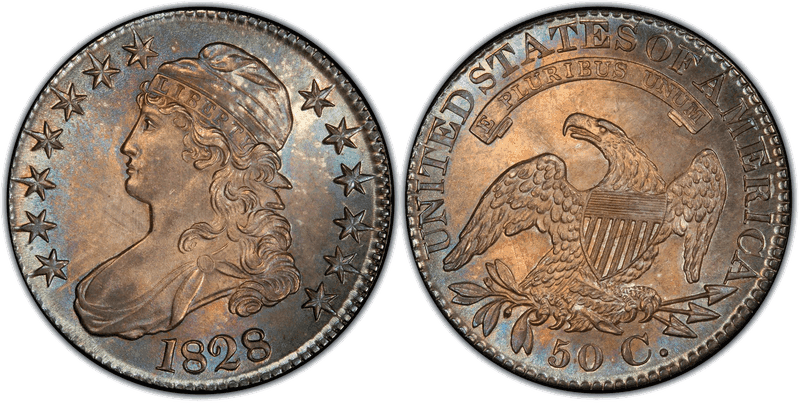 1828 Capped Bust Half Dollar - Curl Base 2, No Knob