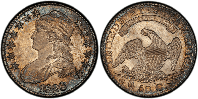 1828 Capped Bust Half Dollar - Square Base 2, Large 8s