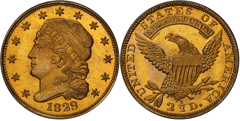 1829 Capped Head to Left Quarter Eagle