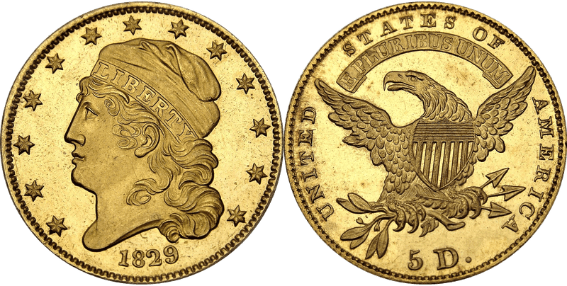 1829 Proof Capped Head to Left Half Eagle - Small Size