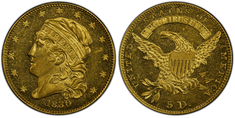 1830 Proof Capped Head to Left Half Eagle - Large D