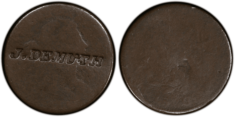 (1830s) Token HT-383, J. Demuth C/S on U.S. Large cent PA