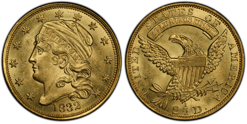 1832 Capped Head to Left Quarter Eagle