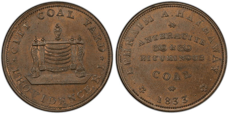 (1833) Copper Token HT-428, Ephraim A. Hathaway RI