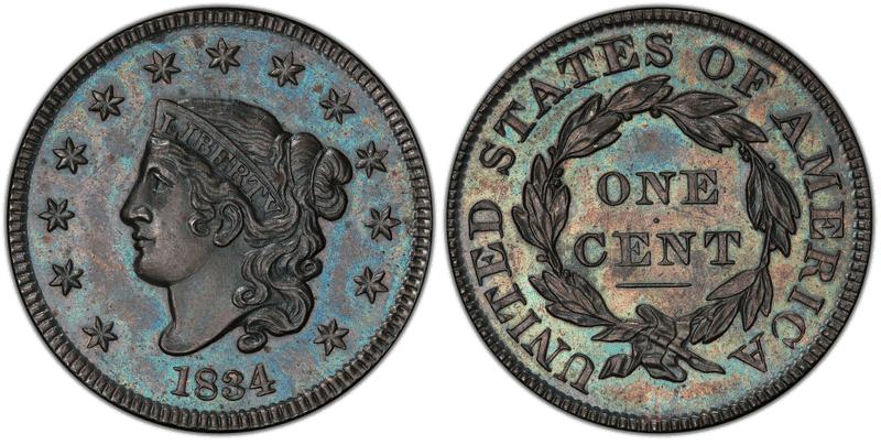1834 Proof Matron Head Coronet Head Cent