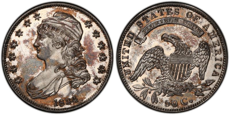 1834 Proof Capped Bust Half Dollar - Crushed Lettered Edge