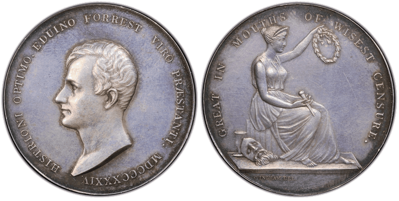 1834 Silver Medal Edwin Forrest 43mm
