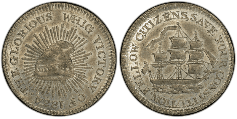 (1834) White Metal Token HT-15D, Whig Victory