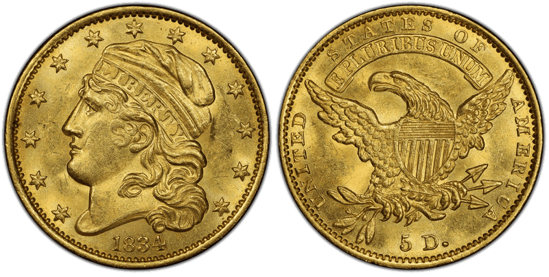 1834 Capped Head to Left Half Eagle