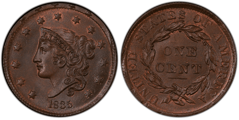 Modified Matron Head Coronet Head Cents 1835-1839