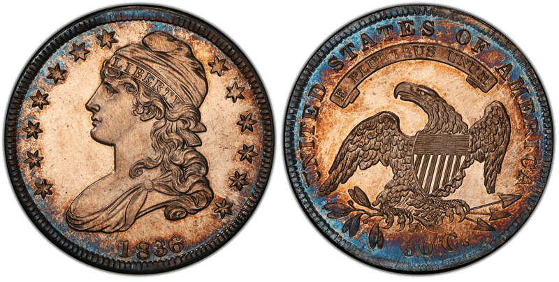 1836 Proof Capped Bust Half Dollar - 50/00, Lettered Edge