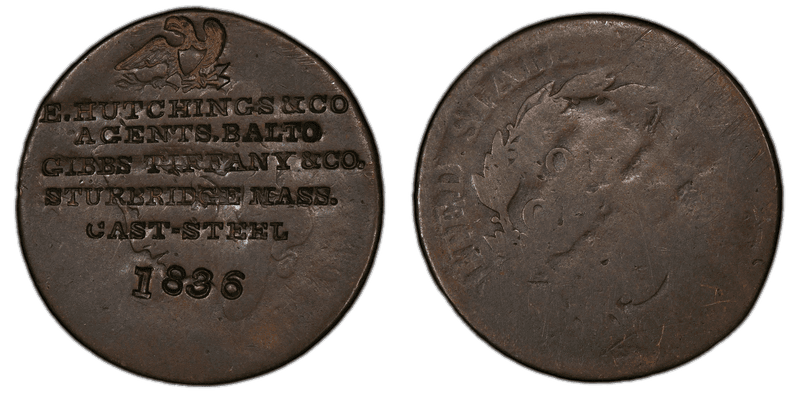 (1836) Copper Token HT-180, Gibbs Tiffany & Co. MA