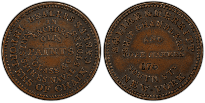 (1836) Token HT-318A, 1-A Copper Squire-Merritt NY