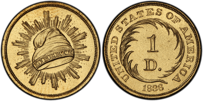 1836 Proof Dollar Pattern - J-70, Gilt