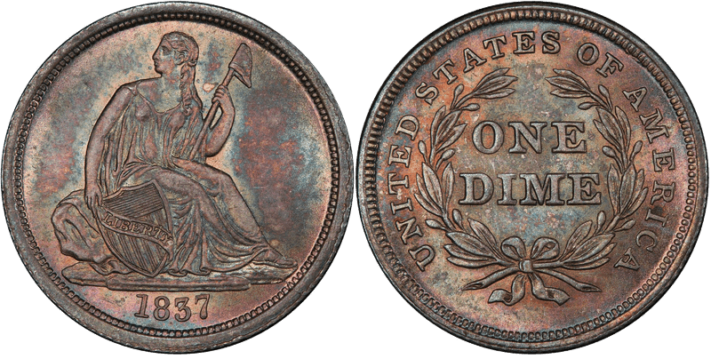 1837 Seated, Large Date Dime