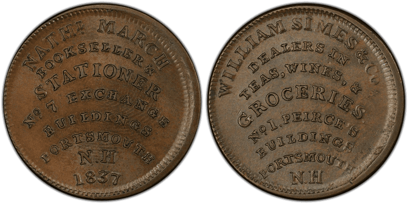 (1837) Copper Token HT-194, Nathl. March NH