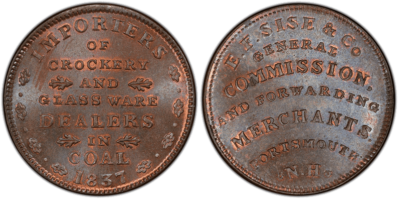 (1837) Copper Token HT-195, E.F. Sise & Co. NH