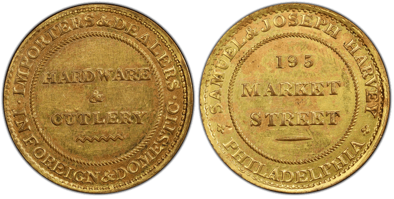 (1837) Brass Token HT-410, PE Samuel & Joseph Harvey PA