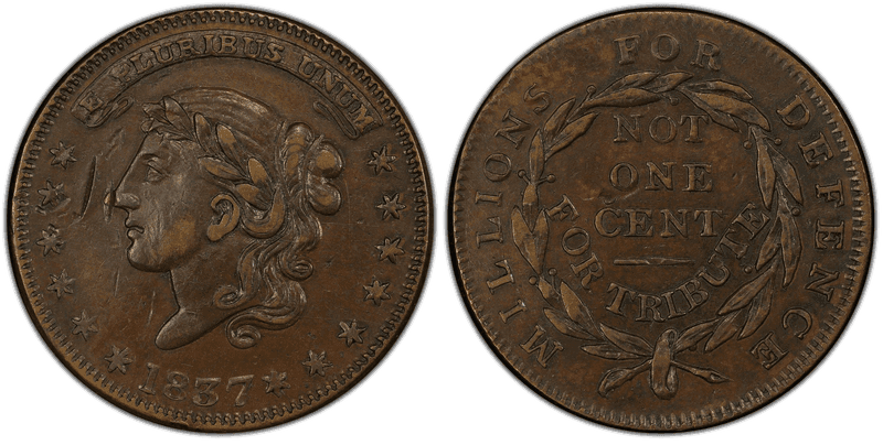 (1837) Copper Token HT-43, Liberty - Not One Cent