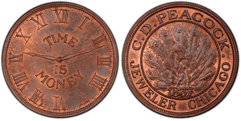(1837) Copper Token HT-M19, C.D. Peacock IL