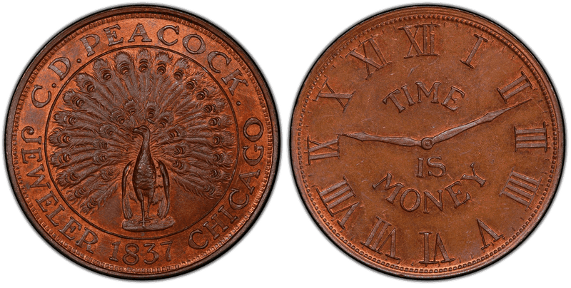 (1837) Token HT-M23, C.D. Peacock IL