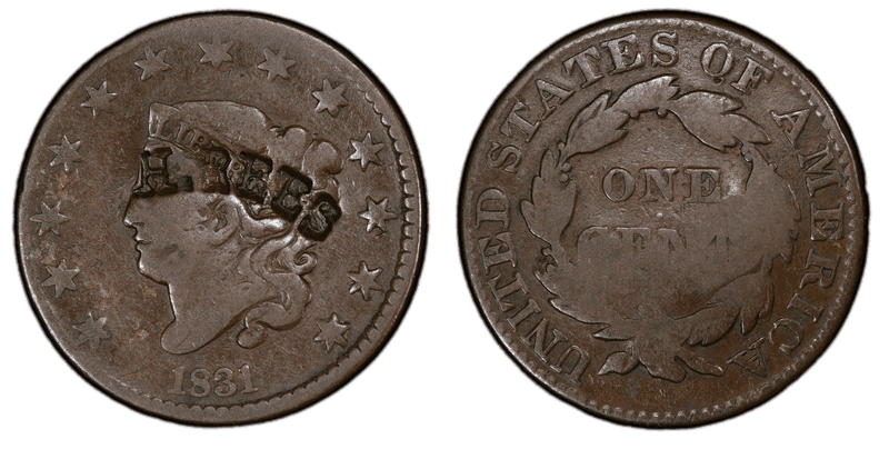 (1838) Token HT-415B, H. Rees on 1831 Large Letters PA