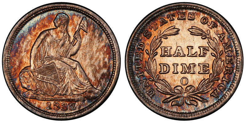 1838 Seated Liberty Half Dime