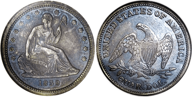 1839 Seated Liberty Quarter