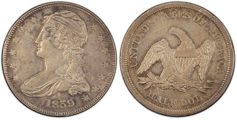 1839 Capped Bust, Small Letters Half Dollar