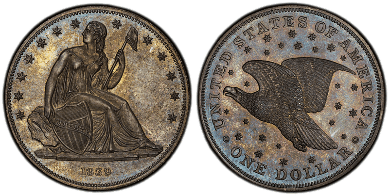 1839 Proof Dollar Pattern - J-108, Restrike Starry Reverse, Plain Edge