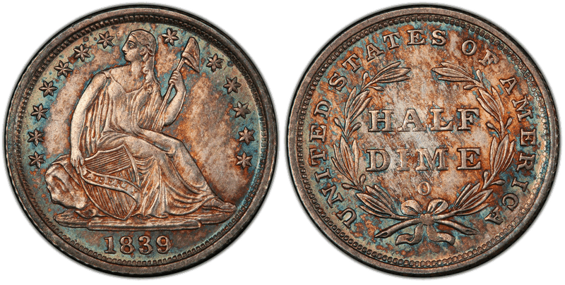 1839 Seated Liberty Half Dime