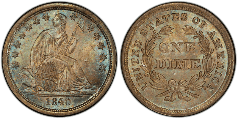 1840 Seated Liberty Dime - No Drapery