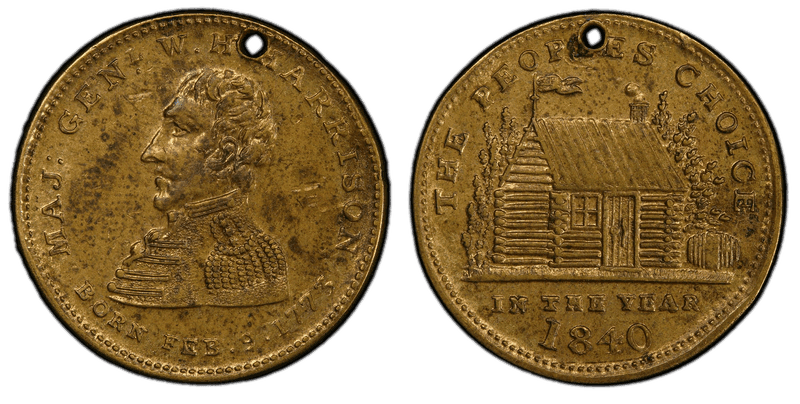 1840 Token DeWitt WHH-1840-55 Brass Maj. Gen. W.H. Harrison Campaign