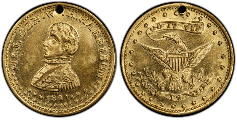 (1840) Gilt Brass Token HT-812A, W.H. Harrison