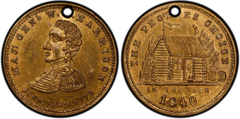 (1840) Gilt Brass Token HT-818, W.H. Harrison
