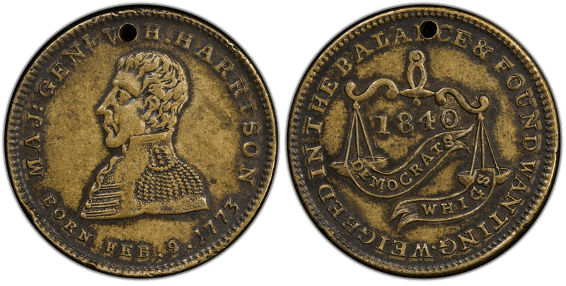 (1840) Gilt Brass Token HT-819, W.H. Harrison