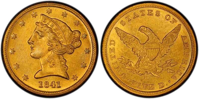 1841 (D) Liberty Head Half Eagle - Small D