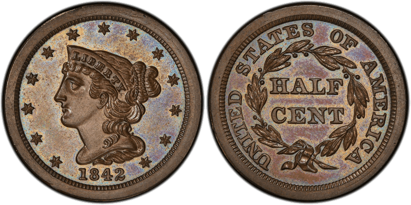 1842 Braided Hair Half Cent