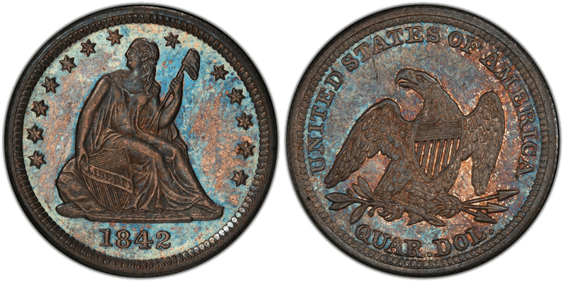 1842 Seated Liberty Quarter