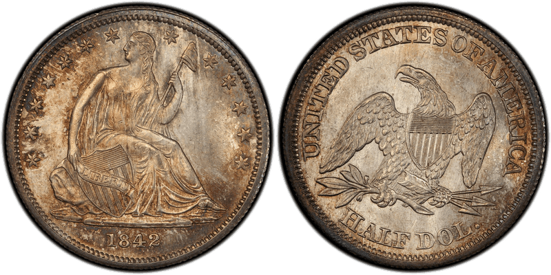 1842 Seated Liberty Half Dollar - Small Date, Rev of 1842