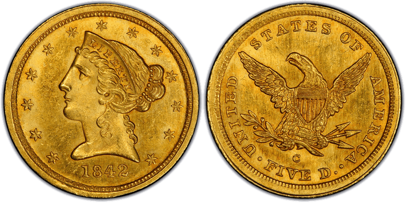 1842 (C) Liberty Head Half Eagle - Small Date