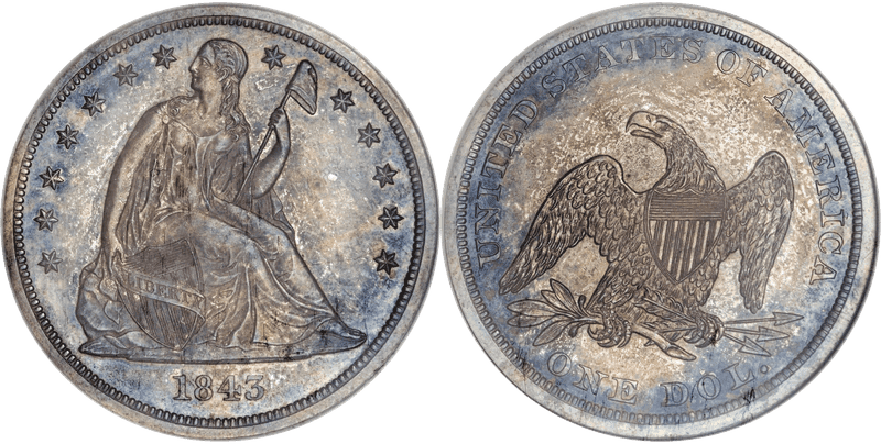 1843 Seated Liberty Dollar