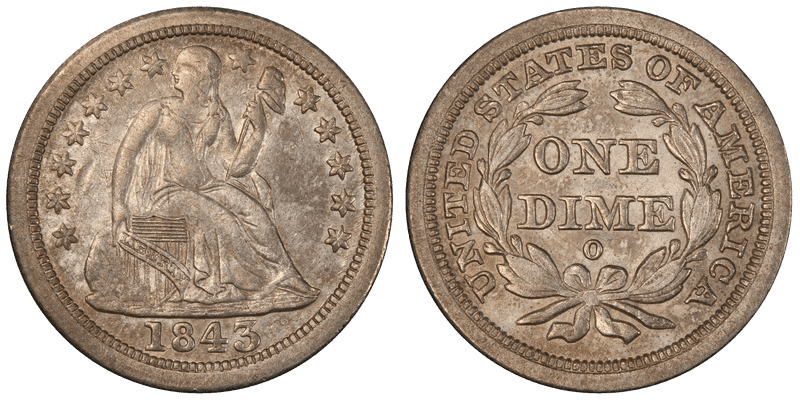 1843 Seated Liberty Dime