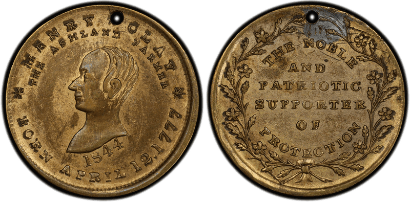 1844 Medal DeWitt HC-1844-35 Brass Holed Henry Clay Campaign