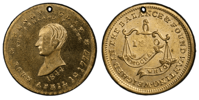 1844 Medal DeWitt HC-1844-36 Brass Henry Clay Campaign