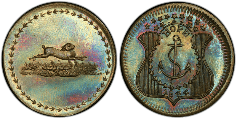 (1844) Civil War Patriotic Token F-481/487b, Hope/Hare