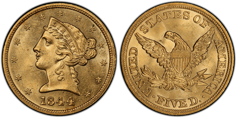 1844 Liberty Head Half Eagle